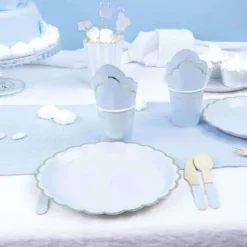 Sale Petits Couteaux En Bois Bleu Pastel X 8 Pi Ces Theme Deco Pastel