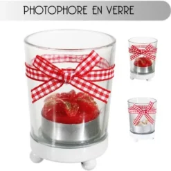 Badaboum Photophore De Noel En Verre Avec Support En M Tal Et Ruban Outlet
