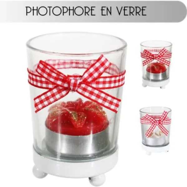 Badaboum Photophore De Noel En Verre Avec Support En M Tal Et Ruban Outlet