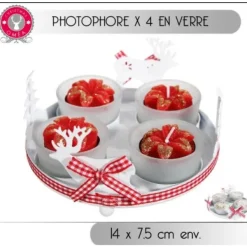 Badaboum Photophore De Noel En Verre Rond X 4 Pi Ces Clearance