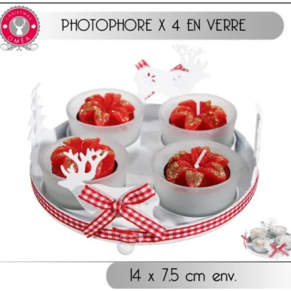 Badaboum Photophore De Noel En Verre Rond X 4 Pi Ces Clearance