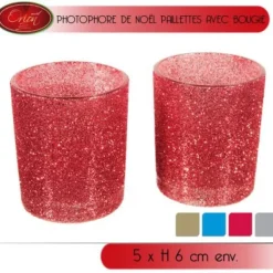 Badaboum Photophore De Noel Paillet Avec Bougie X2 Pi Ces Best