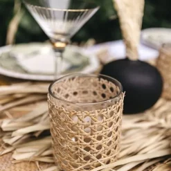 Badaboum Photophore Mariage En Verre Et Cannage Naturel 9 X 8 Cm Outlet