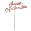 Online Pique G Teau En Bois 20 Cm Joyeux Anniversaire Rose Gold Theme Joyeux Anniversaire