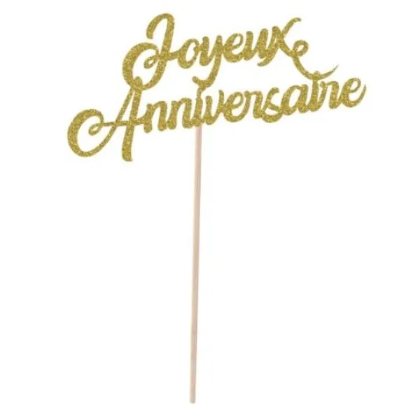 New Pique G Teau Joyeux Anniversaire 20 Cm Or Theme Joyeux Anniversaire