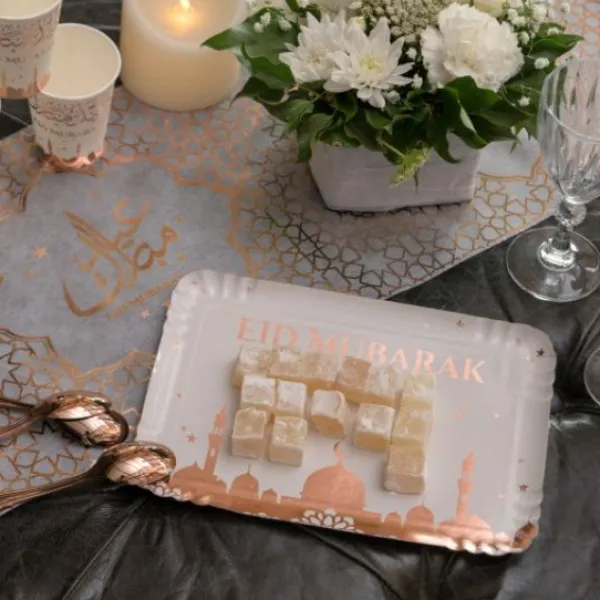 Discount Plateau En Carton Oriental Rose Gold X 5 Pi Ces Theme Eid Mubarak & Ramadan