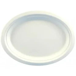 Sale Plateau Ovale Blanc En Fibre De Canne A Sucre X 10 Pi Ces Theme Eco-Responsable