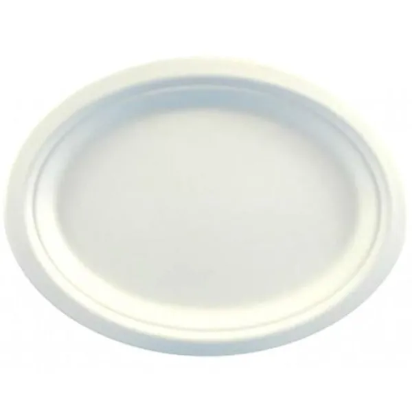 Sale Plateau Ovale Blanc En Fibre De Canne A Sucre X 10 Pi Ces Theme Eco-Responsable