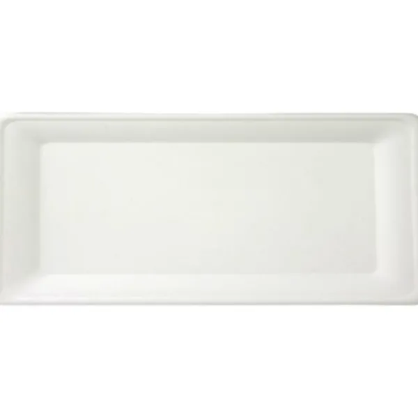 New Plateau Rectangle Blanc En Fibre De Canne A Sucre 10 Pi Ces Theme Eco-Responsable