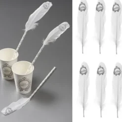 Badaboum Plume Just Married Blanche X 6 Pi Ces