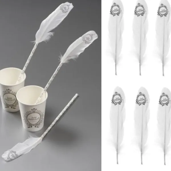 Badaboum Plume Just Married Blanche X 6 Pi Ces