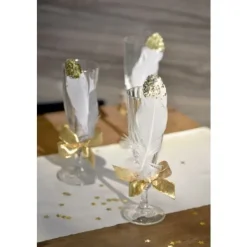 Badaboum Plume Mariage Paillet Or X 6 Pi Ces