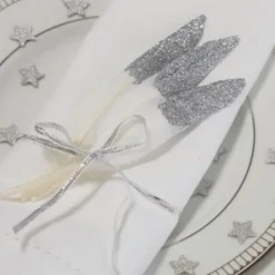 Badaboum Plume Paillet Argent X 25 Pi Ces