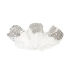 Badaboum Plume Paillet Argent X 25 Pi Ces