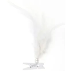 Badaboum Plume Sur Pince Blanche X 6 Pi Ces