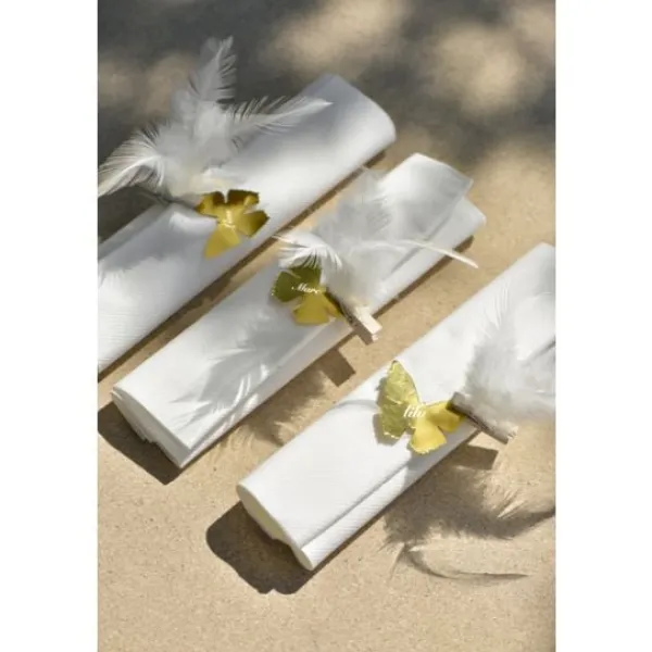 Badaboum Plume Sur Pince Blanche X 6 Pi Ces