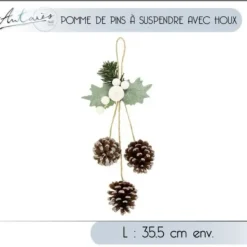 Badaboum Pomme De Pins A Suspendre Avec Houx Hot