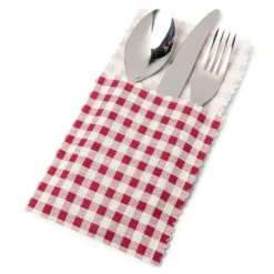 Badaboum Porte Couvert En Lin Vichy X 5 Pi Ces