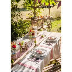 Badaboum Porte Couvert En Lin Vichy X 5 Pi Ces