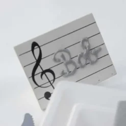 Badaboum Porte Nom Ardoise Musique Blanc X 3 Pi Ces