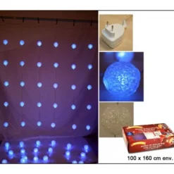Badaboum Rideau Lumineux De Noel Boules 64 Led Bleu Outlet