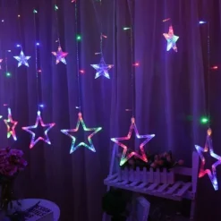 Badaboum Rideau Lumineux Noel Etoiles 3D 96 Led Multicolore Sale