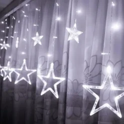 Badaboum Rideau Lumineux Noel Etoiles 3D 96 Led Blanc Froid Online