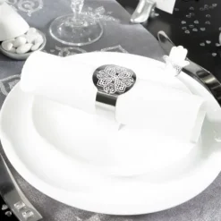 Hot Rond De Serviette Mariage Oriental Argent X 6 Pi Ces Theme Eid Mubarak & Ramadan