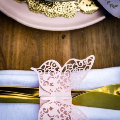 Badaboum Rond De Serviette Papillon Rose X 20 Pi Ces