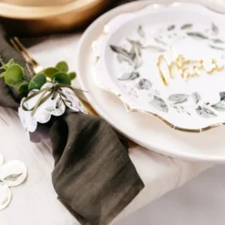 Badaboum Rond De Serviette Theme Botanique X 10 Pi Ces Outlet