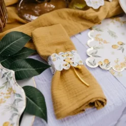 Badaboum Rond De Serviette Theme Mimosa Citrons X 10 Pi Ces Online