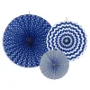 Badaboum Rosace Eventail En Papier Bleu Marine A Suspendre X 3 Pi Ces Clearance