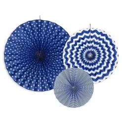Badaboum Rosace Eventail En Papier Bleu Marine A Suspendre X 3 Pi Ces Clearance