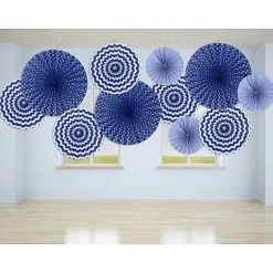 Badaboum Rosace Eventail En Papier Bleu Marine A Suspendre X 3 Pi Ces Clearance