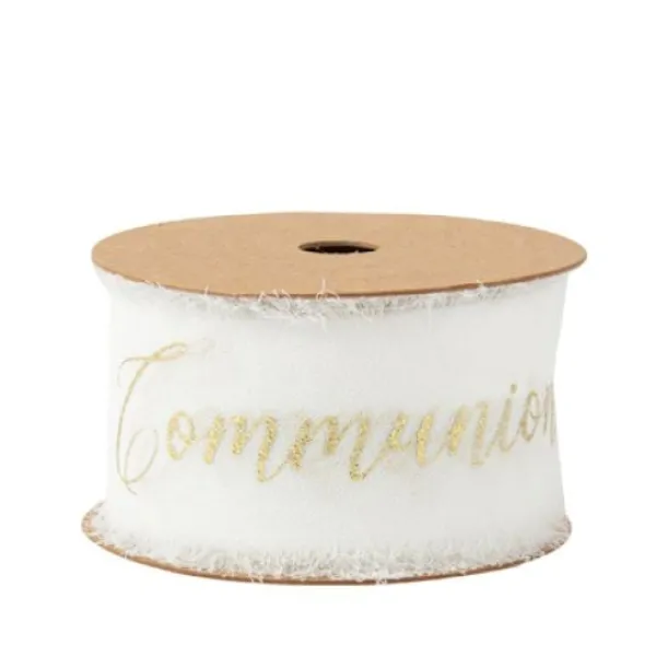 Hot Ruban Effiloch Mousseline Communion Blanc Et Or Theme Communion