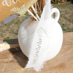 Hot Ruban Effiloch Mousseline Communion Blanc Et Or Theme Communion