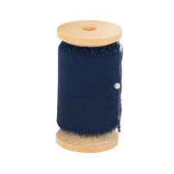 Badaboum Ruban Effiloch Mousseline De Soie Bleu Marine New