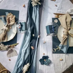 Badaboum Ruban Effiloch Mousseline De Soie Bleu Marine New