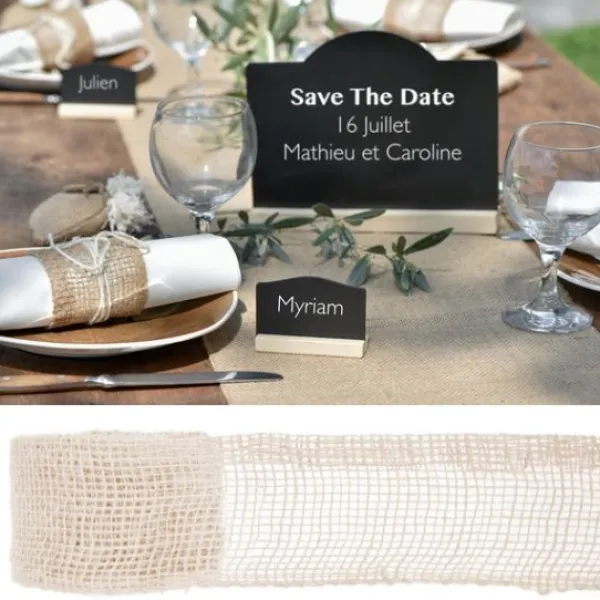 Outlet Ruban Large En Jute Blanc 70Mm Theme Jute
