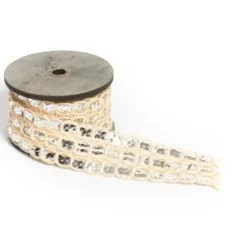 Best Ruban Mariage Ajour Jute Ivoire Avec Sequins Argent Theme Jute