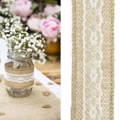 Ruban 50Mm Pas Cher En Jute Et Dentelle Theme Dentelle