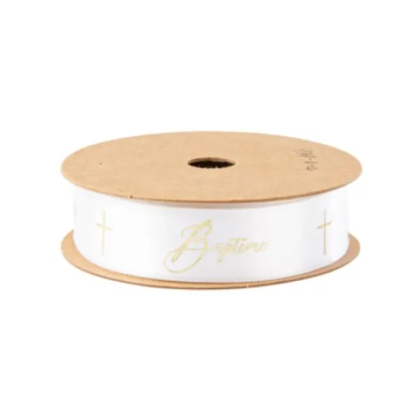 Online Ruban Satin Bapt Me Croix Blanc Et Or Theme Bapteme