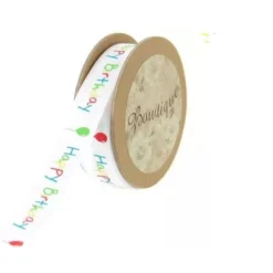 Best Ruban Satin Happy Birthday 15Mm X 5M Theme Joyeux Anniversaire