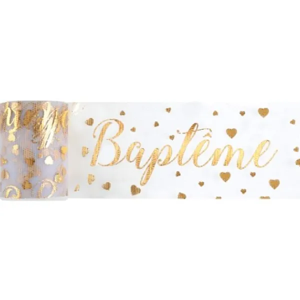 Online Ruban Tulle Bapt Me Or 8Cm X 10 M Tres Theme Bapteme
