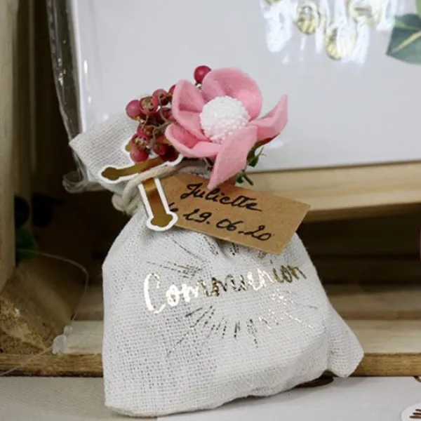 Sale Sac A Dragees Coton Communion Or X 4 Pi Ces Theme Communion