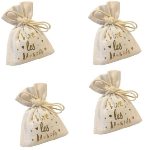 Badaboum Sac A Dragees Coton Vive Les Mari S Or X 4