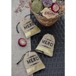 Sale Sac Drag Es Merci En Jute Naturel X 4 Pi Ces Theme Jute