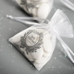 Badaboum Sac Drag Es Organza Just Married Blanc X10 Pi Ces