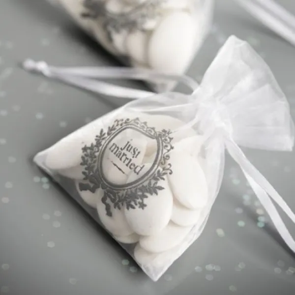 Badaboum Sac Drag Es Organza Just Married Blanc X10 Pi Ces