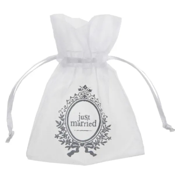 Badaboum Sac Drag Es Organza Just Married Blanc X10 Pi Ces